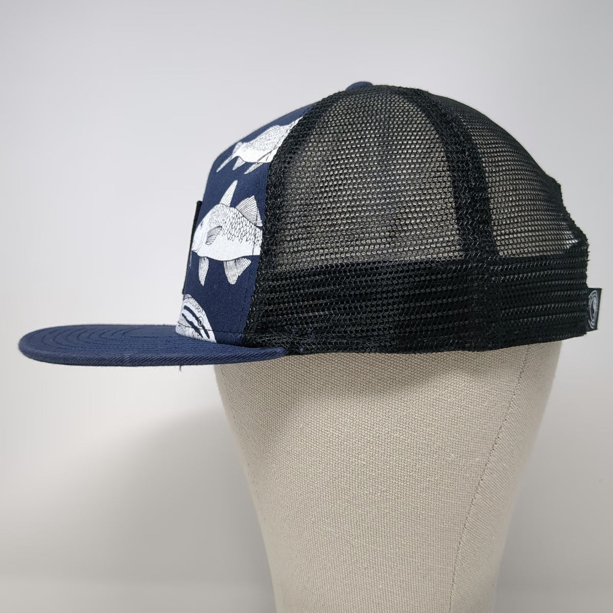 T&C Surf Designs Trucker Hat Blue One Size Fish Print Hawaii Aloha Mesh Back