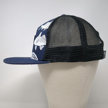 T&C Surf Designs Trucker Hat Blue One Size Fish Print Hawaii Aloha Mesh Back