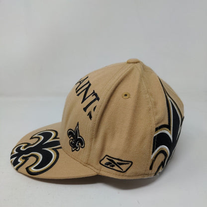 Reebok NFL Men's Fitted Hat Tan 7 1/4 Wool New Orleans Saints Embroidered Logo