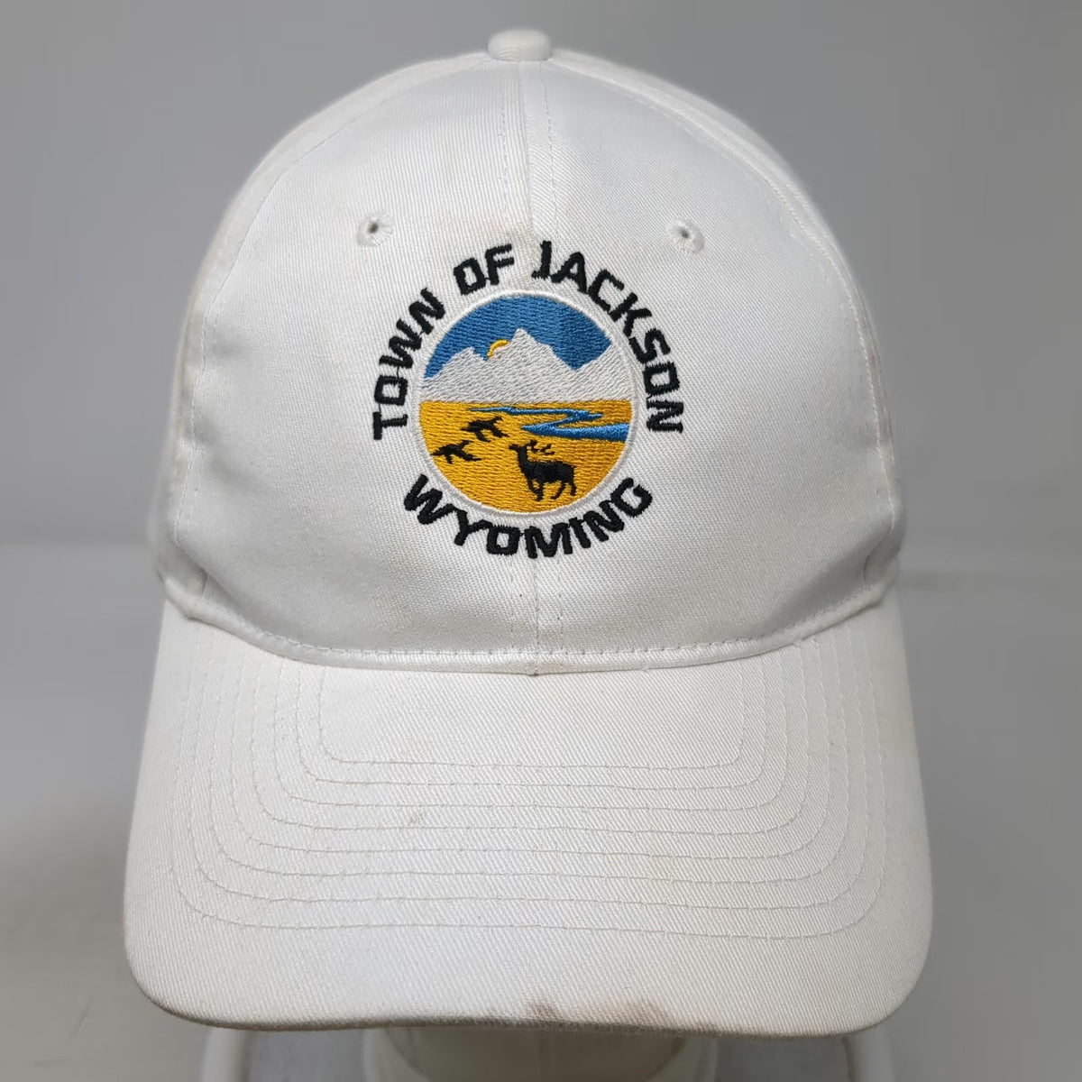 KC Baseball Cap White One Size Jackson Wyoming Elk Mountain Strapback Hat Logo