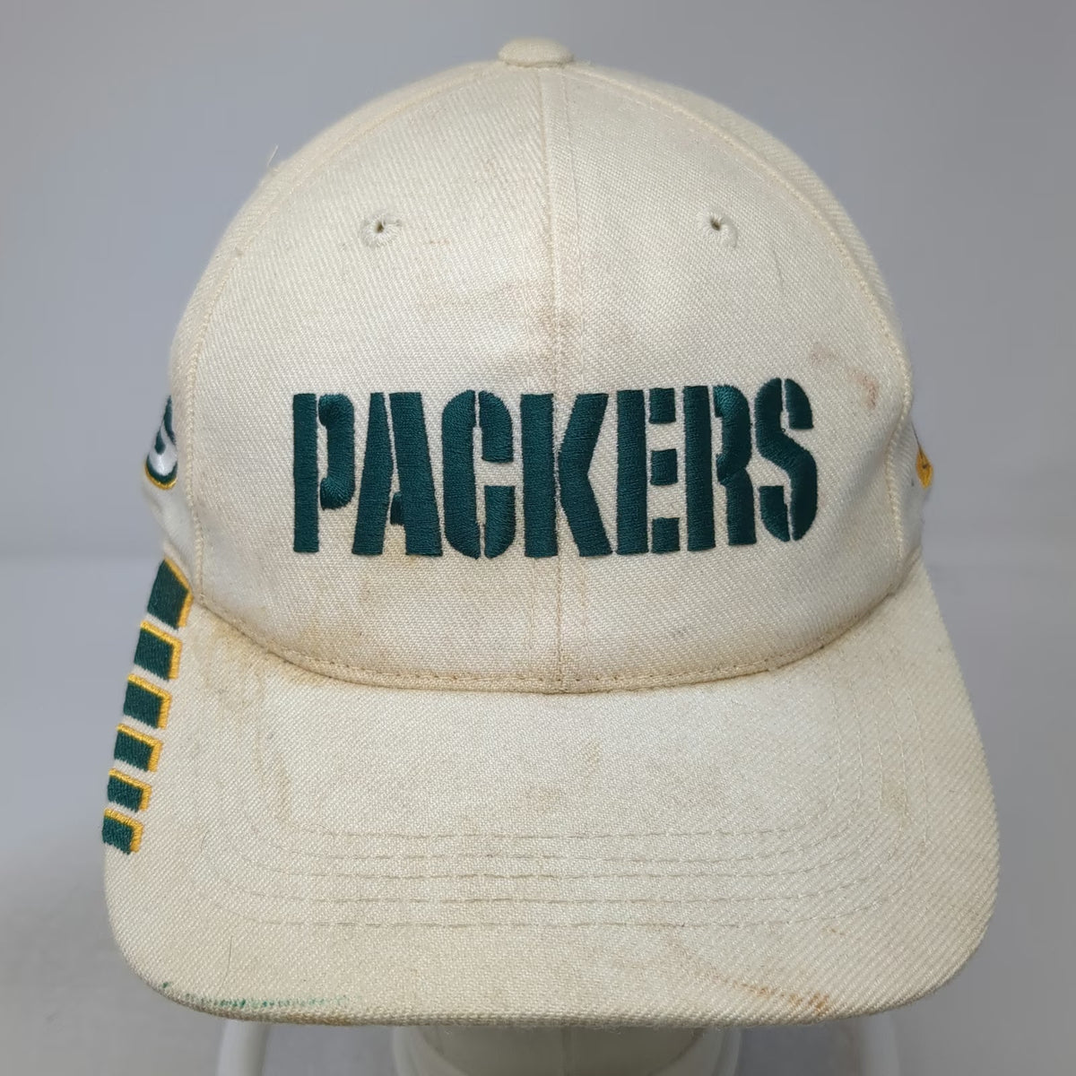 Green Bay Packers NFL Sports Specialties Hat Beige Green Yellow Pro Line Vintage