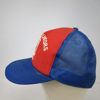 Trucker Hat Red Blue B & J Elevators Ririe Idaho Mesh Grain Elevator Vintage