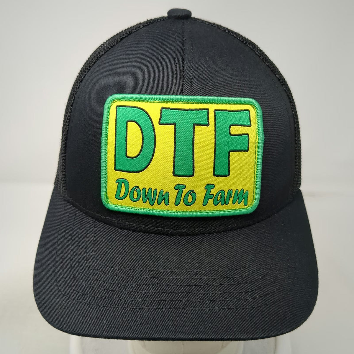F/U Livestock Trucker Hat Black One Size DTF Down To Farm Mesh Snapback Funny