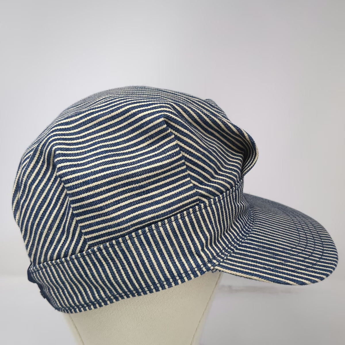 OshKosh B'gosh Snapback Blue White Hickory Stripe USA Hat Vintage Conductor