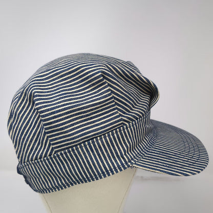 OshKosh B'gosh Snapback Blue White Hickory Stripe USA Hat Vintage Conductor