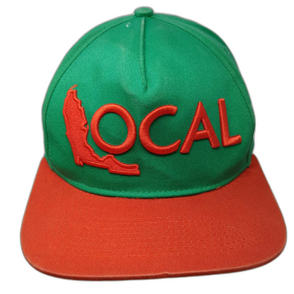 Local Brand 5 Panel Hat Green Orange One Size Florida Map Flat Brim Snapback