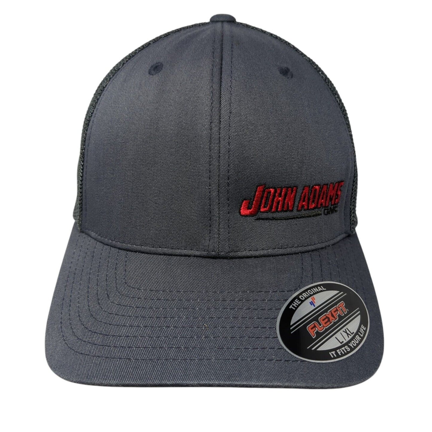 John Adams GMC Fitted Mesh Back Trucker Hat Gray L/XL Flexfit 6 Panel