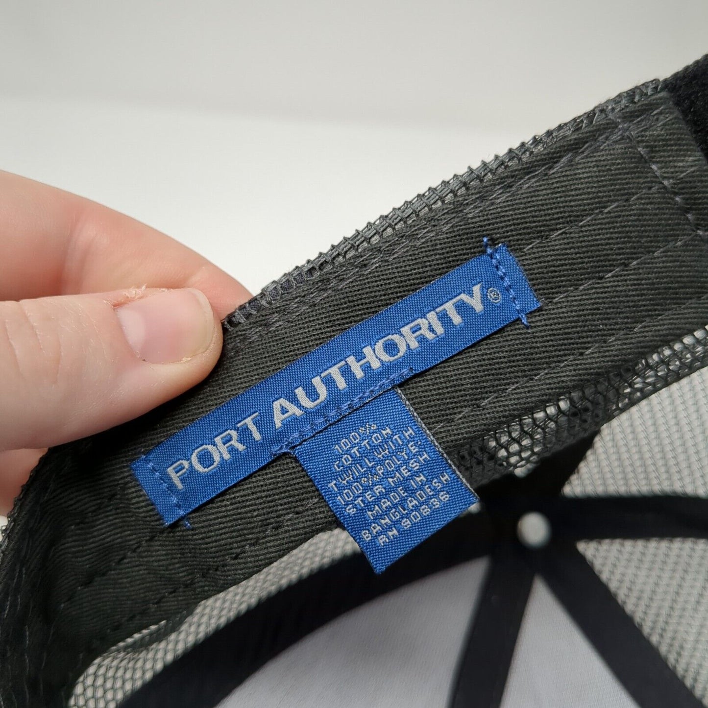 Port Authority Strapback Mesh Back Trucker Hat Gray One Size Blank