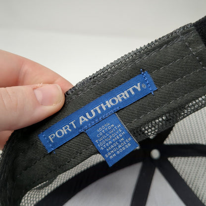 Port Authority Strapback Mesh Back Trucker Hat Gray One Size Blank