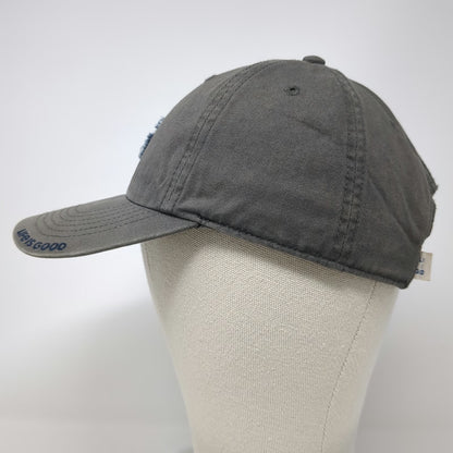 Life is Good Baseball Cap Gray One Size Slideback Blue Heart Patch Cotton Hat