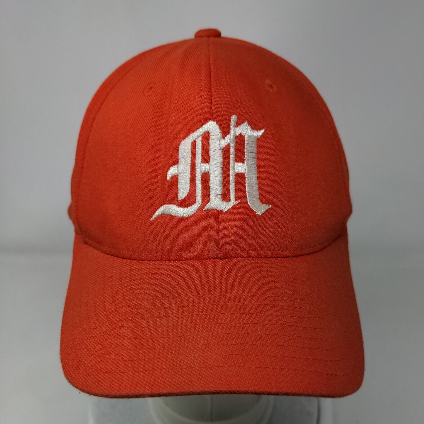 Richardson Fitted Hat Orange M/L Embroidered Vented Holes Pro 185 Flexfit