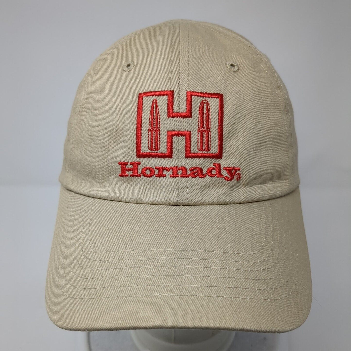 Hornady Strapback Hat Tan One Size Adjustable Embroidered 6 Panel Cotton