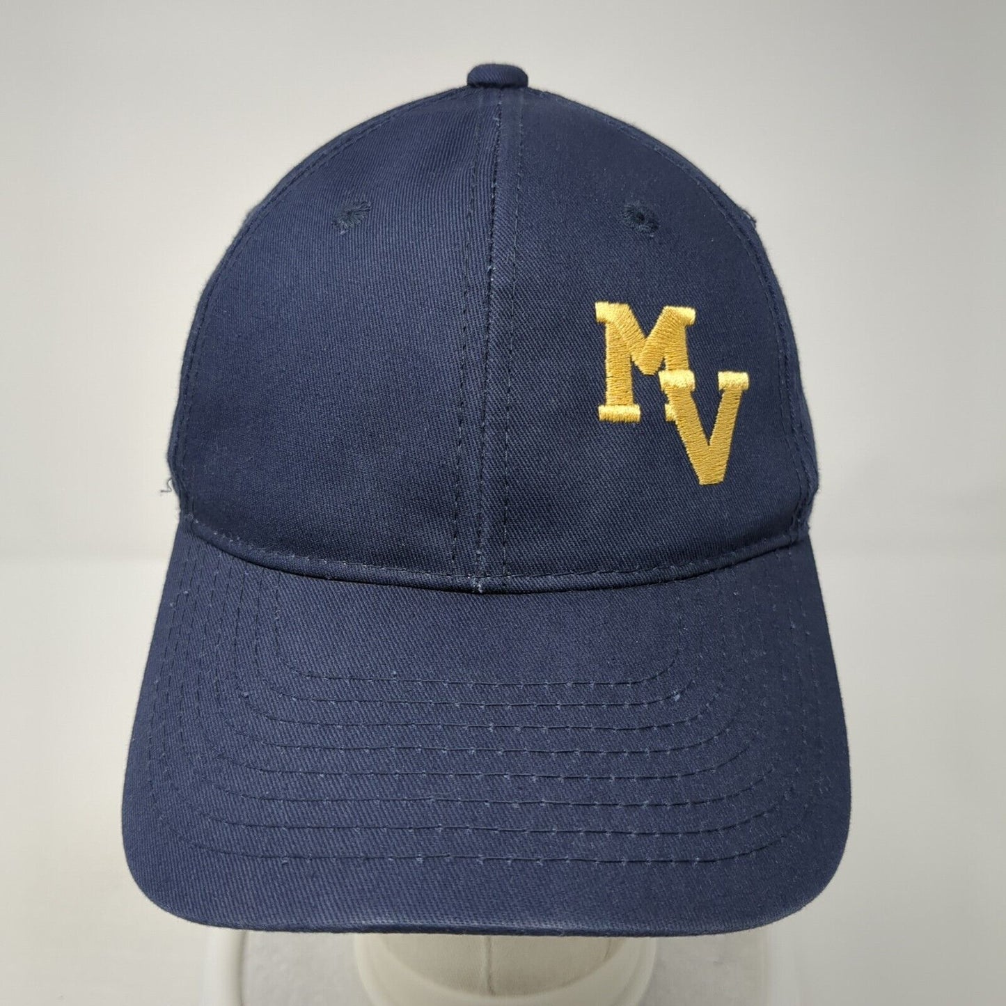 MV Strapback Hat Blue One Size Adjustable Embroidered Outdoor Cap