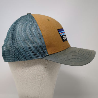 Patagonia Trucker Hat Brown Blue One Size Mesh Back Snapback Mountain Logo