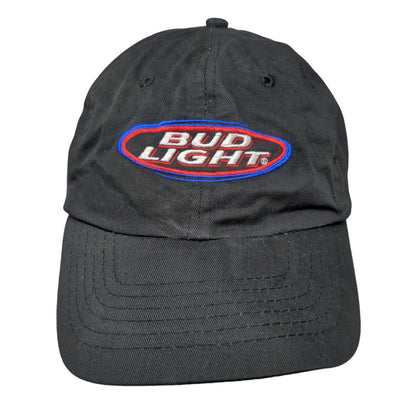 Bud Light Snapback Hat Black OSFA Adjustable Embroidered Vented Holes 6 Panel