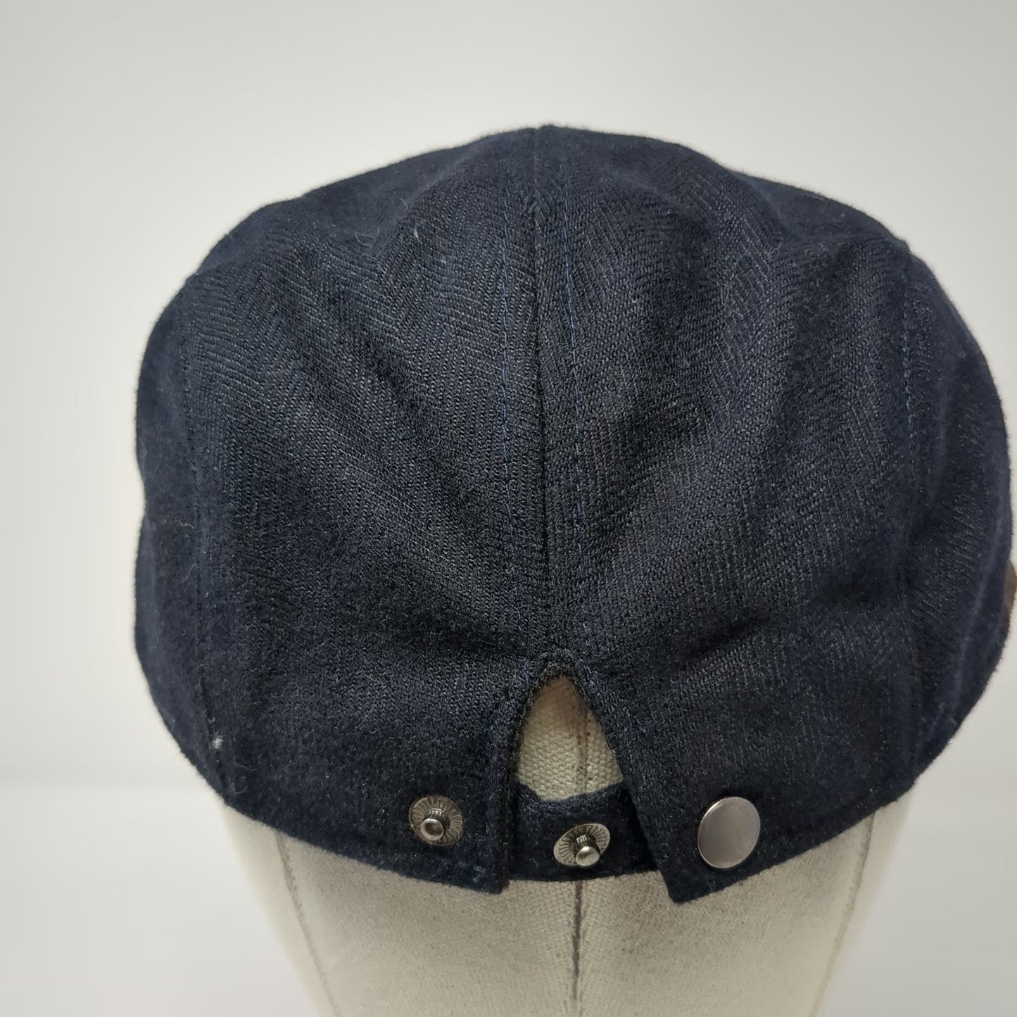 WAR Newsboy Cap Black Brown One Size Herringbone Snap Closure Cotton Blend Hat