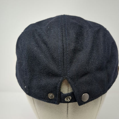 WAR Newsboy Cap Black Brown One Size Herringbone Snap Closure Cotton Blend Hat