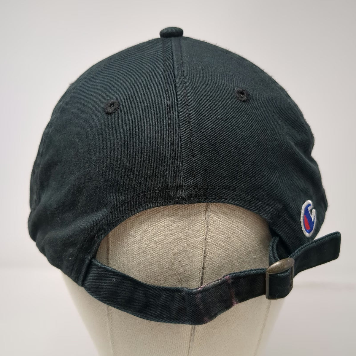 Champion 5 Panel Hat Black One Size Cotton Script Logo Slideback Strapback