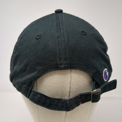 Champion 5 Panel Hat Black One Size Cotton Script Logo Slideback Strapback
