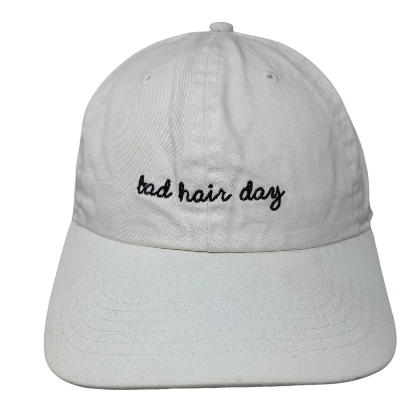 Bad Hair Day Slideback Hat White OSFA Embroidered Adjustable 6 Panel