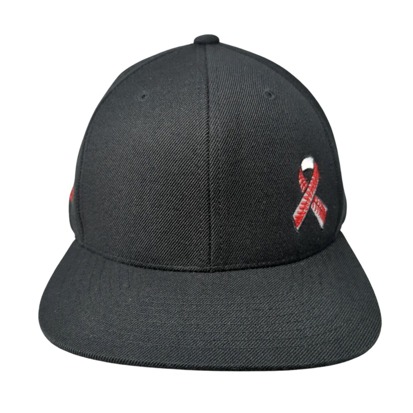 Red Ribbon Snapback Hat Black One Size Fight Until The Last Out Yupoong