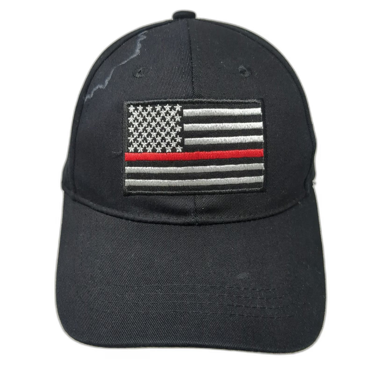 Black Thin Red Line American Flag Baseball Cap One Size Firefighter Support Hat