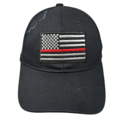Black Thin Red Line American Flag Baseball Cap One Size Firefighter Support Hat