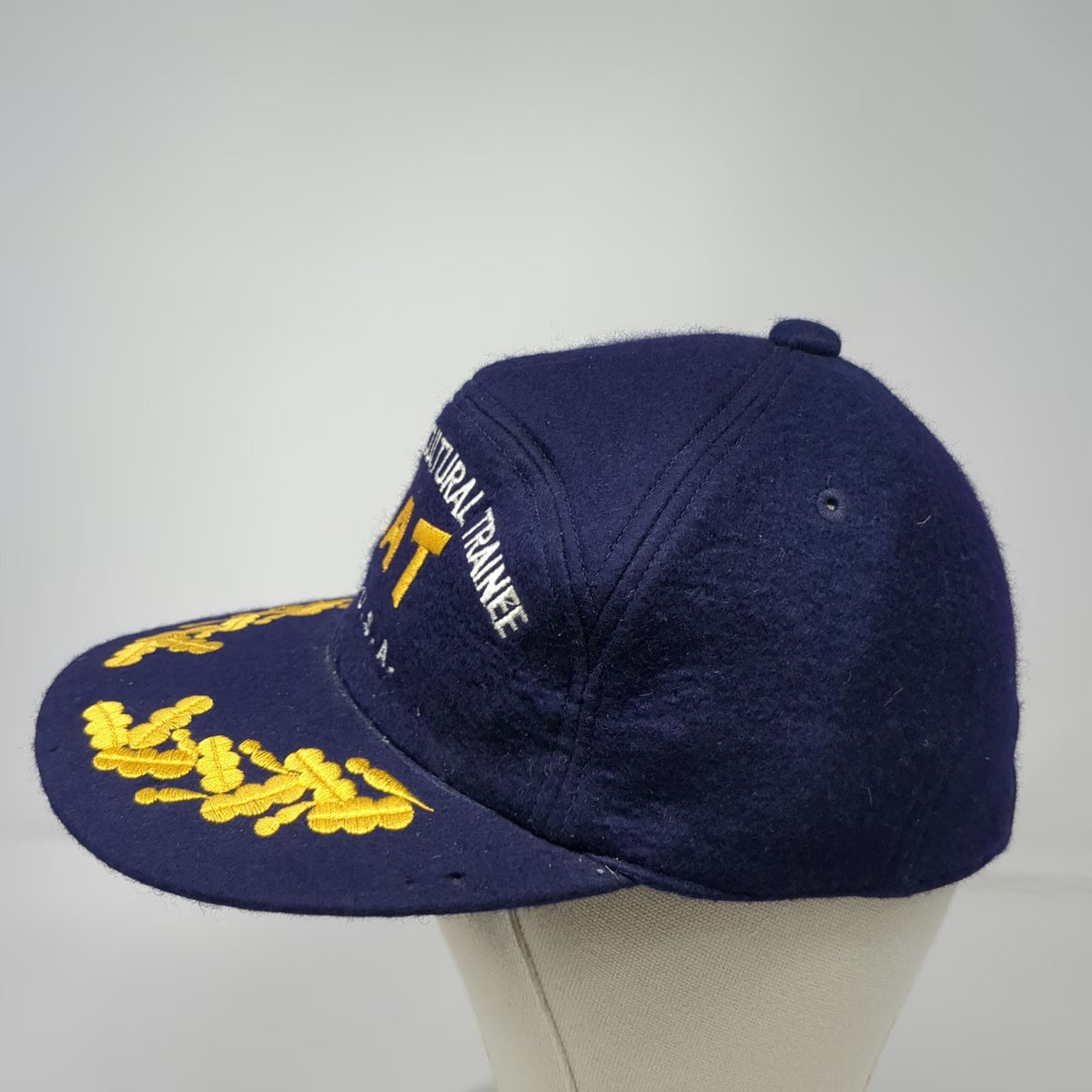 Blue Baseball Cap OS Japanese Agricultural Trainee JAT USA Wool Oak Leaf Hat