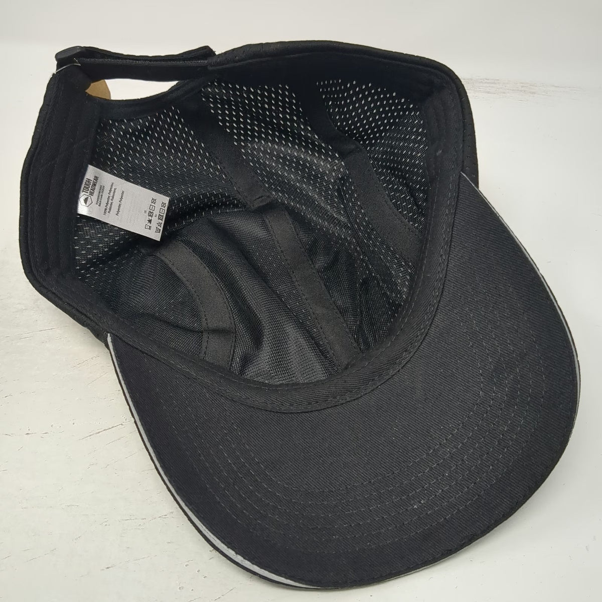 Tough Headwear Baseball Cap Black One Size Mesh Runner Slideback Hat Breathable