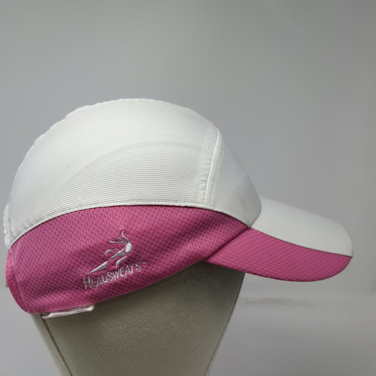 Headsweats 5 Panel White One Size Strapback Running Performance Mesh Pink Hat