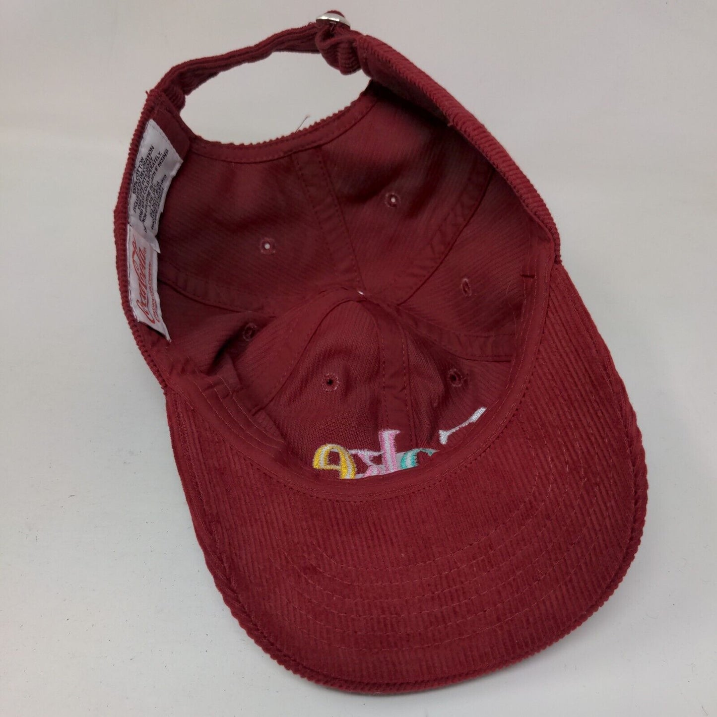 Coke Slideback Hat Red OSFM Adjustable Embroidered Corduroy 6 Panel Cotton