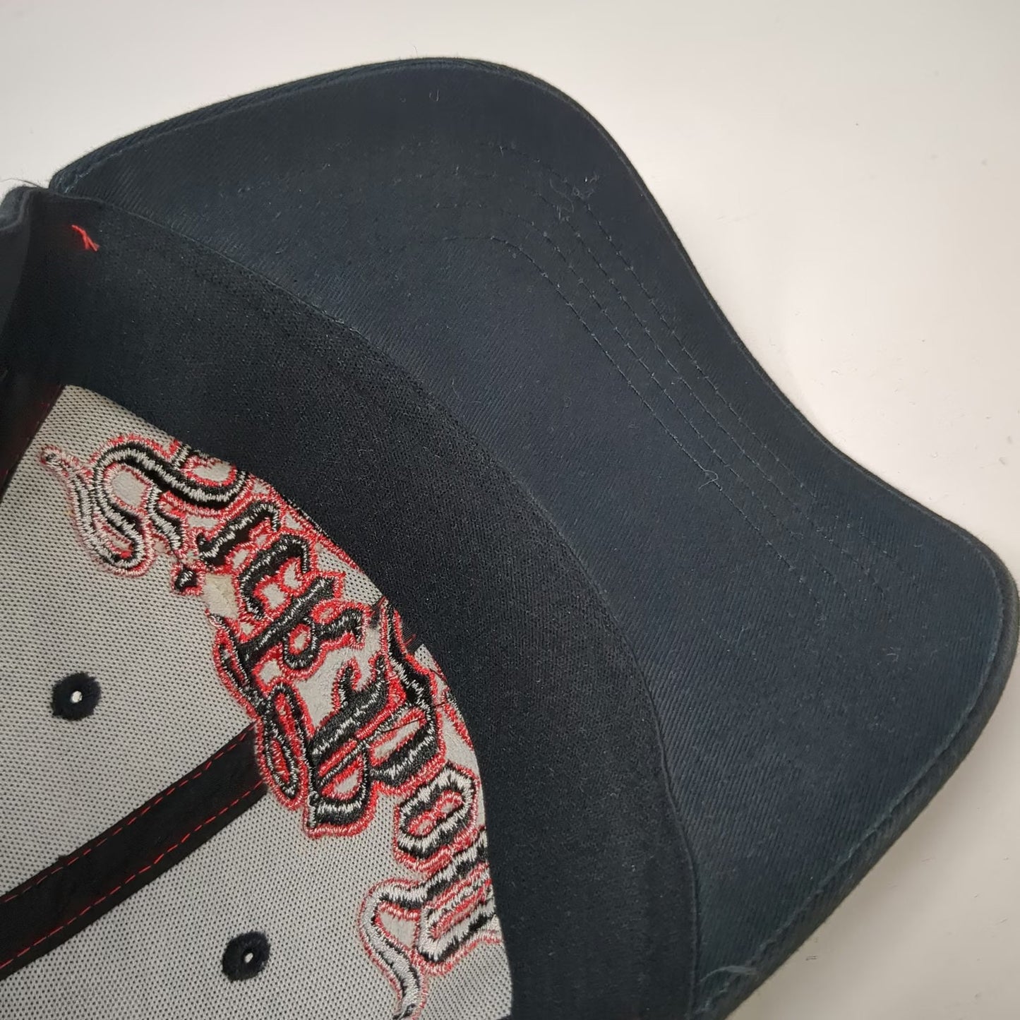 Sick Boy Baseball Cap Black Red XL Fitted Hat Contrast Stitching Gothic Logo