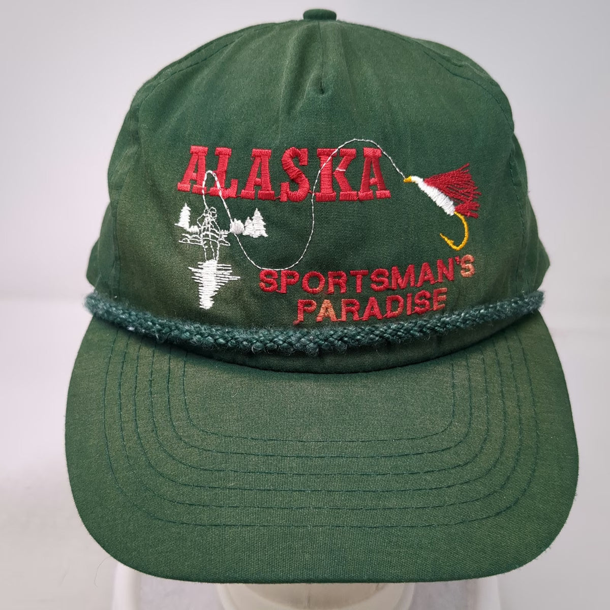 Otto Cap 5 Panel Green One Size Alaska Sportsman's Paradise Fishing Rope Hat