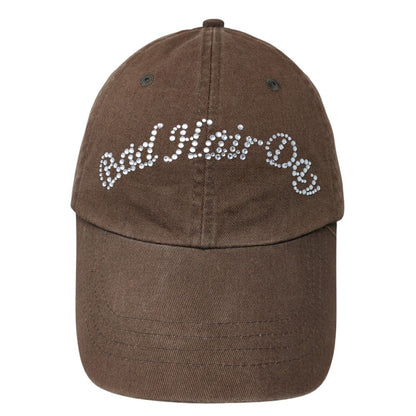 Bad Hair Day Slideback Hat Brown OS Adjustable Rhinestone Headshots KC Caps