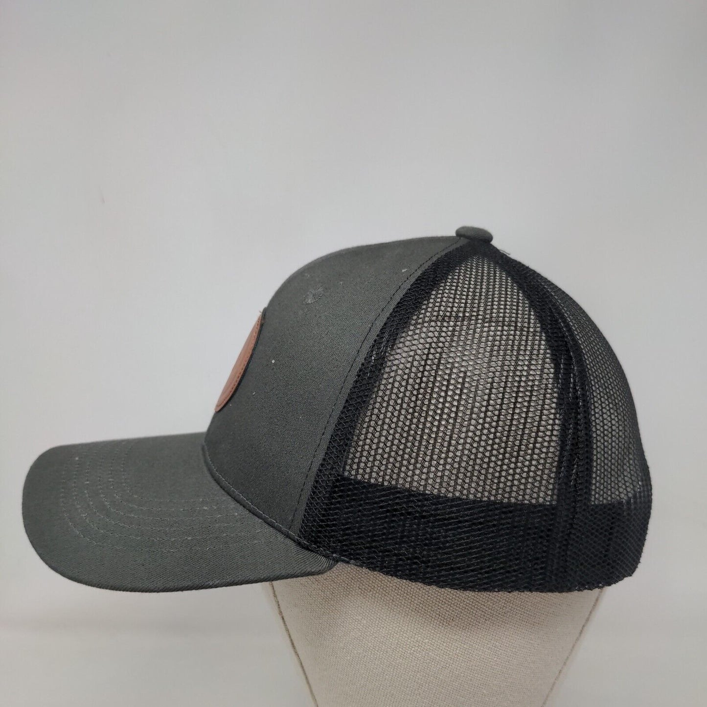 CSB Leather Patch Snapback Mesh Back Trucker Hat Gray One Size Colorblock