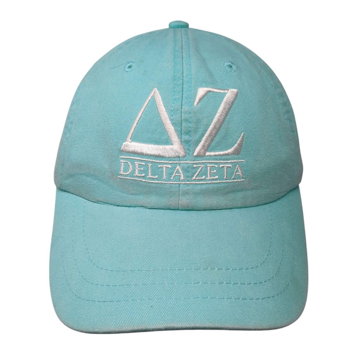 Delta Zeta Slideback Hat Blue One Size Adjustable Leather Strap Adams