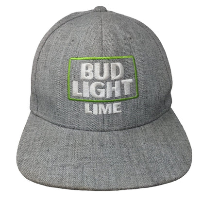 Bud Light Lime Snapback Hat Gray OSFM Adjustable Embroidered Quake City Caps