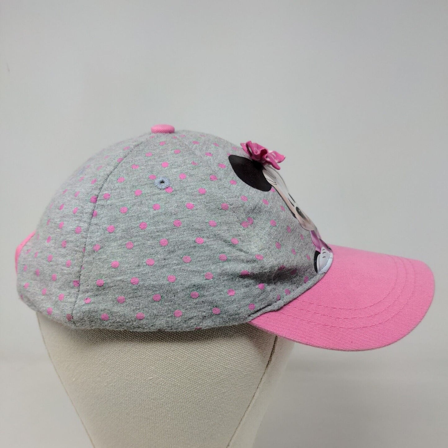 Disney Girl's Strapback Hat Gray Pink Size OSFM Graphic Minnie Mouse Logo Cotton