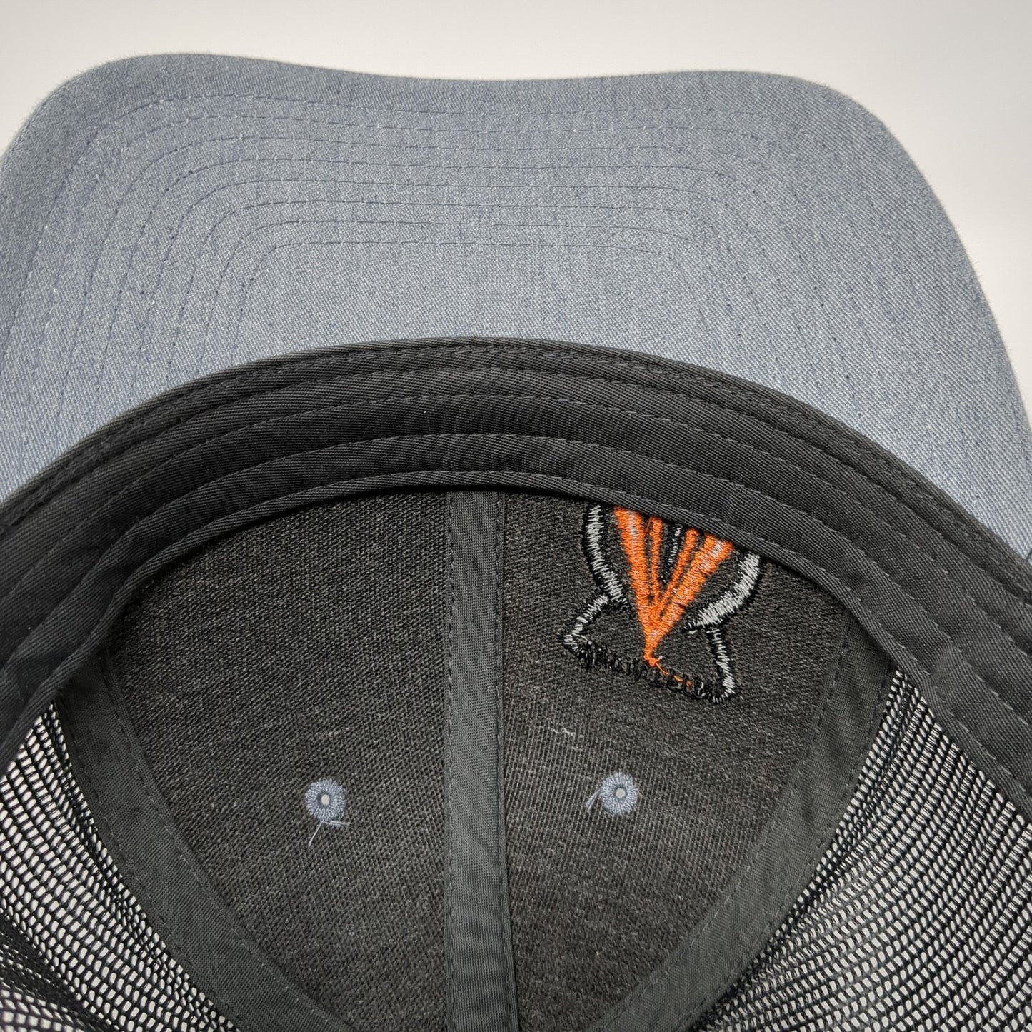 Richardson Snapback Mesh Back Trucker Hat Gray Small Embroidered Logo