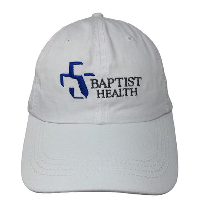 Baptist Health Slideback Hat White OSFA Adjustable Embroidered Logo 6 Panel