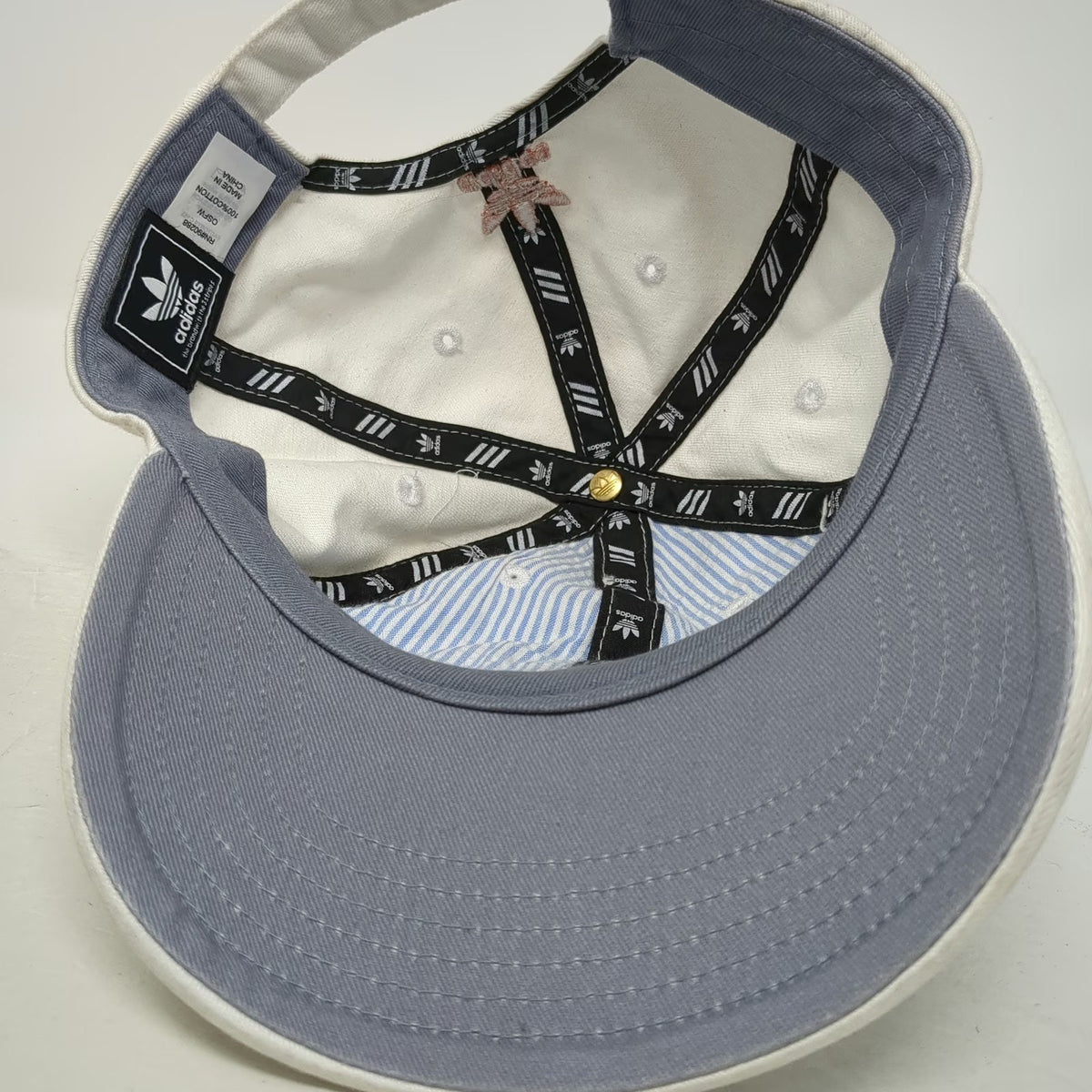 Adidas Baseball Cap White One Size Trefoil Logo Pink Gold Slideback Cotton Hat