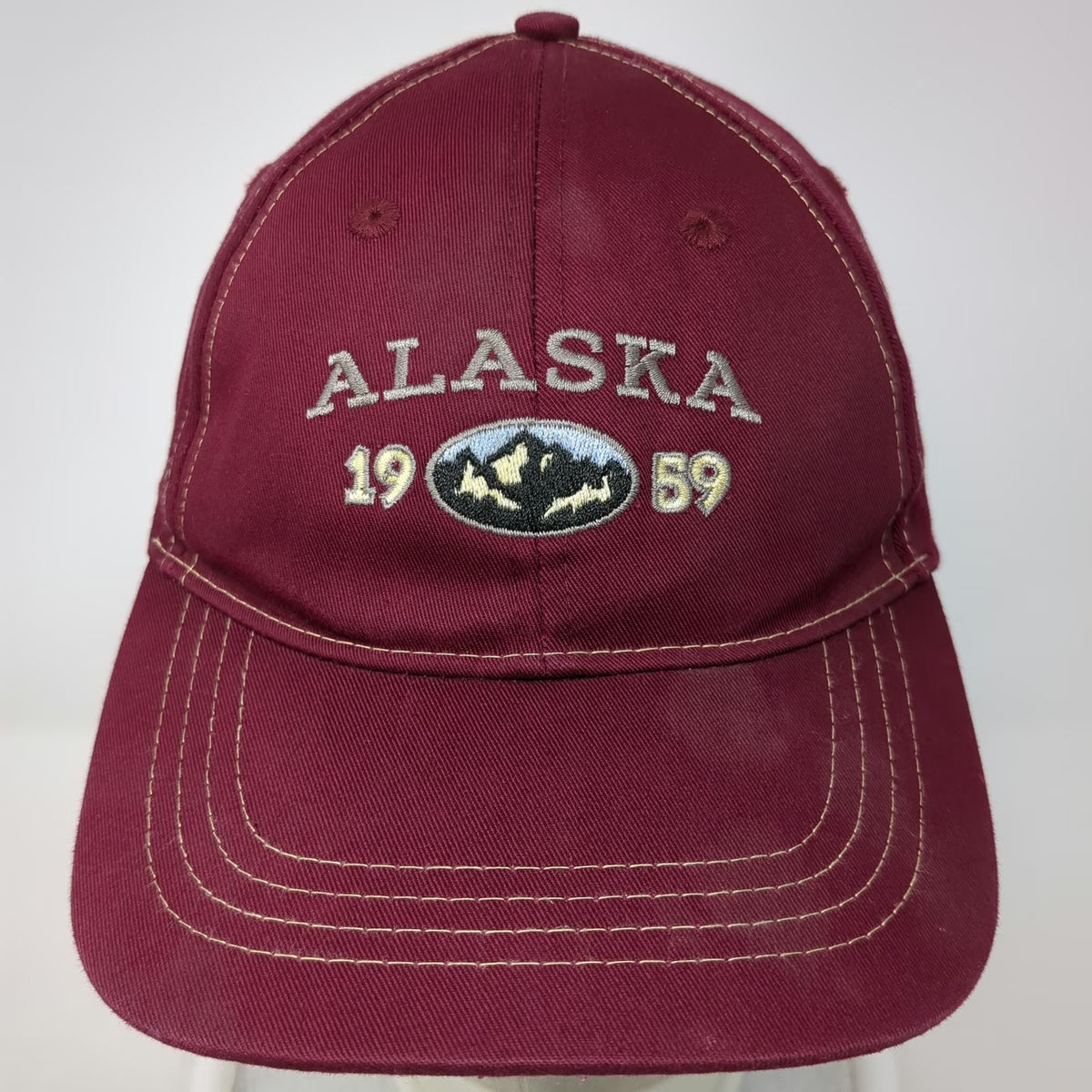 Ace USA Baseball Cap Red One Size Alaska 1959 Mountain Contrast Stitch Hat