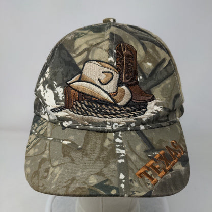 Texas Strapback Hat Camouflage One Size Adjustable Embroidered 6 Panel Joy Cap