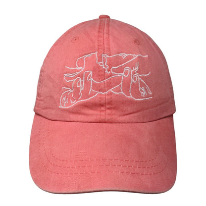 Adams Slideback Hat Pink One Size Embroidered Errybodyeats Leather Strap