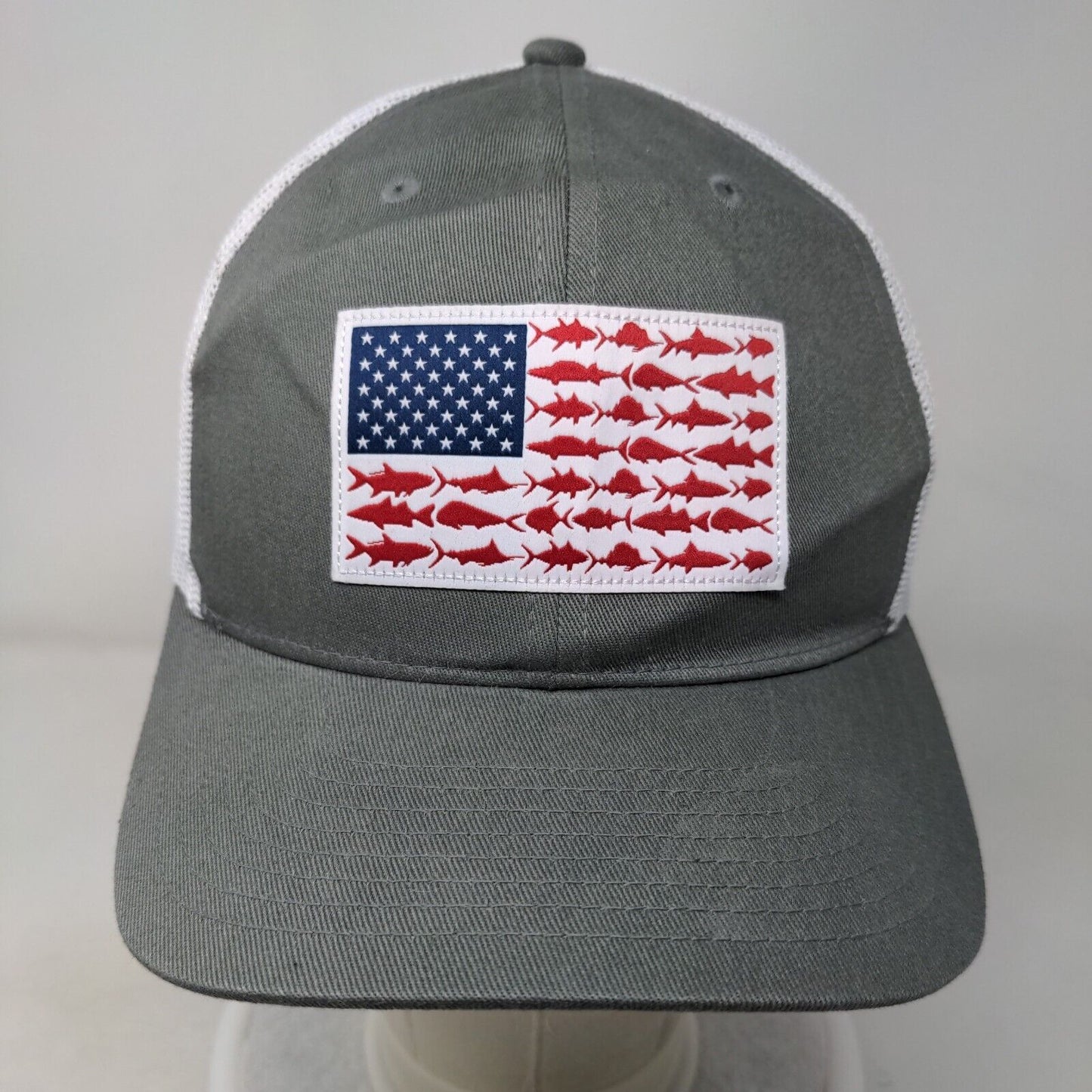 Columbia PFG Fish Flag Patch Snapback Mesh Back Trucker Hat Gray One Size