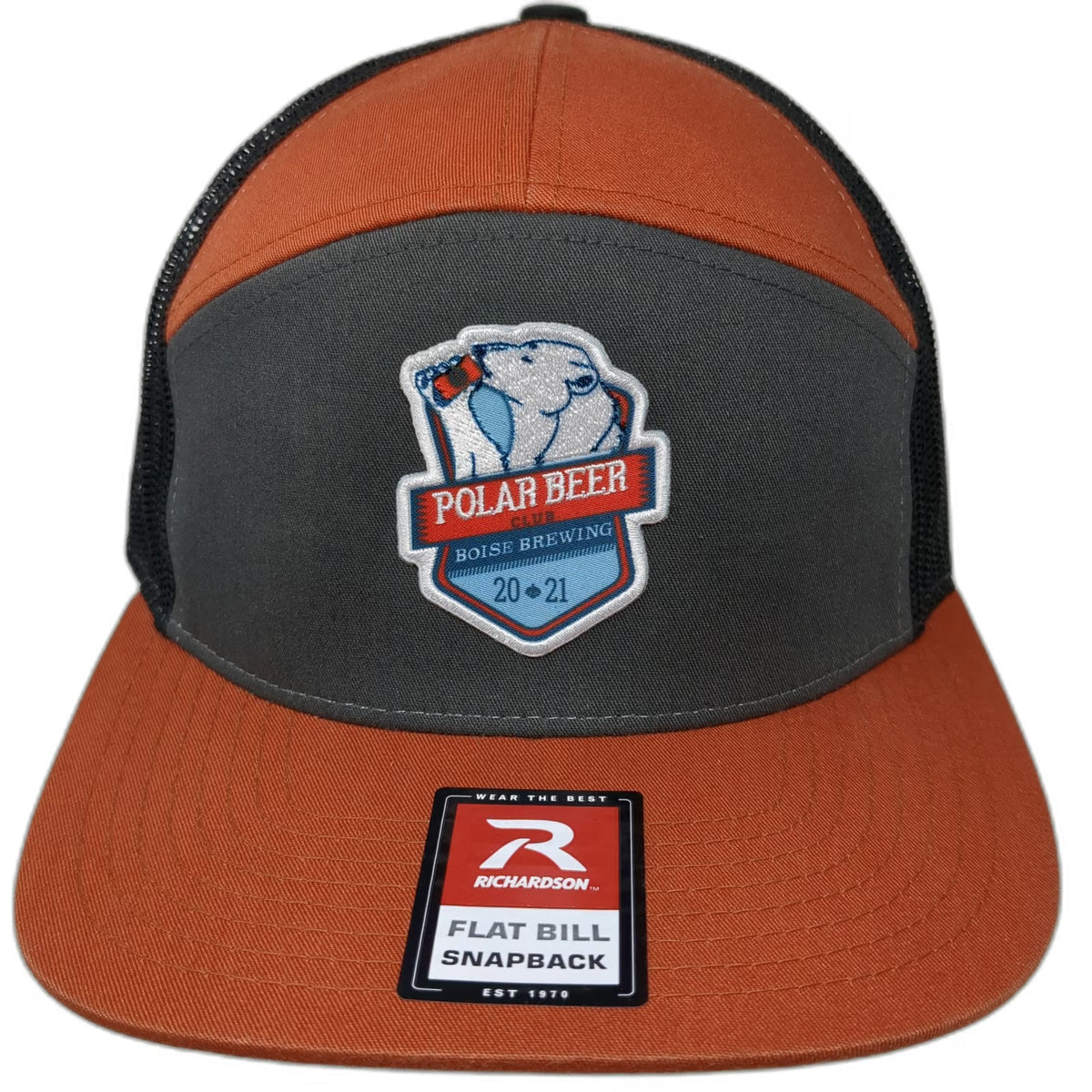 Richardson Trucker Hat Orange One Size Boise Brewing Polar Beer Mesh Snapback