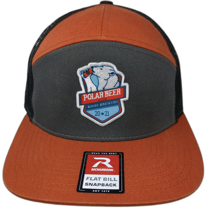 Richardson Trucker Hat Orange One Size Boise Brewing Polar Beer Mesh Snapback
