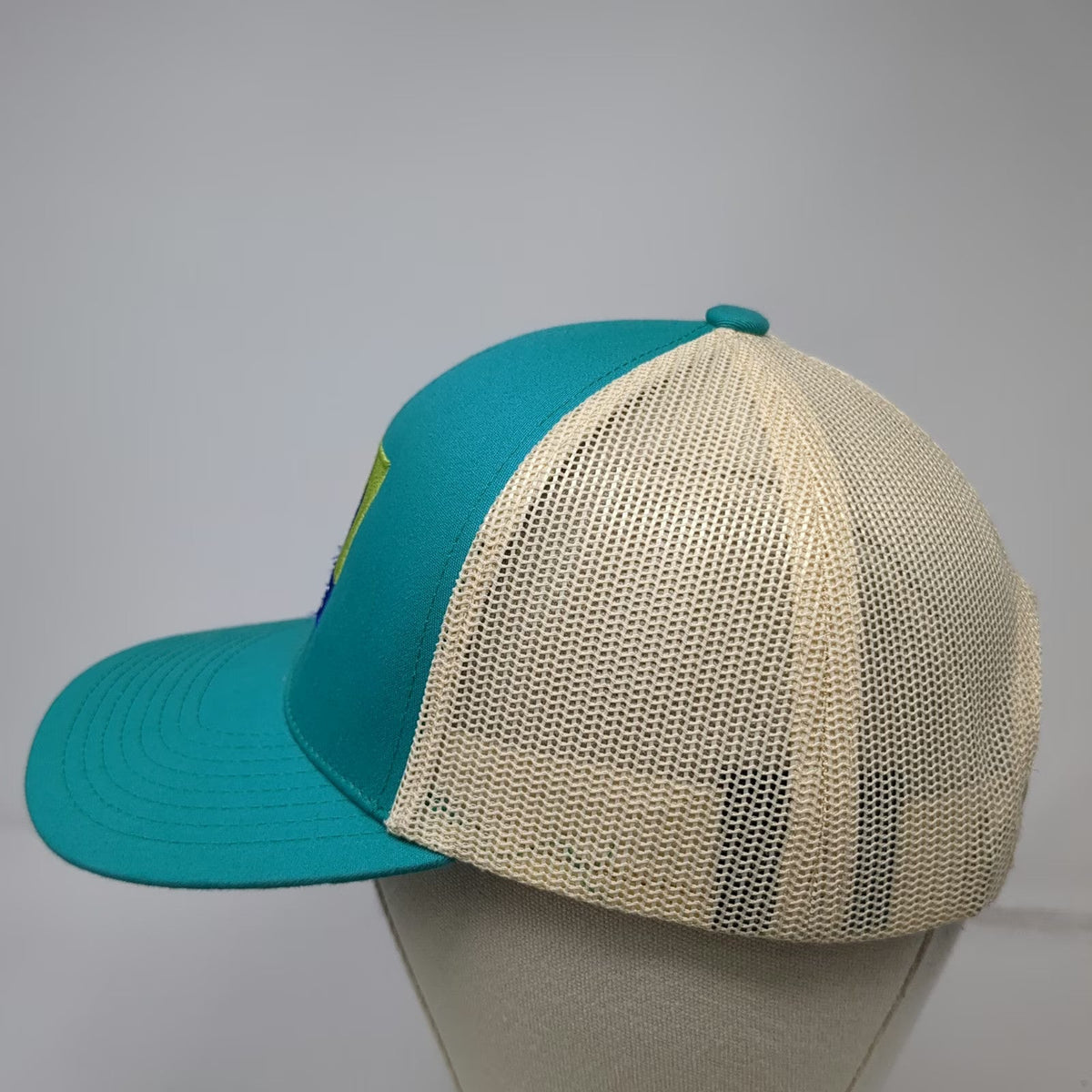 Pacific Headwear Trucker Hat Blue Beige One Size Organics Patch Mesh Snapback