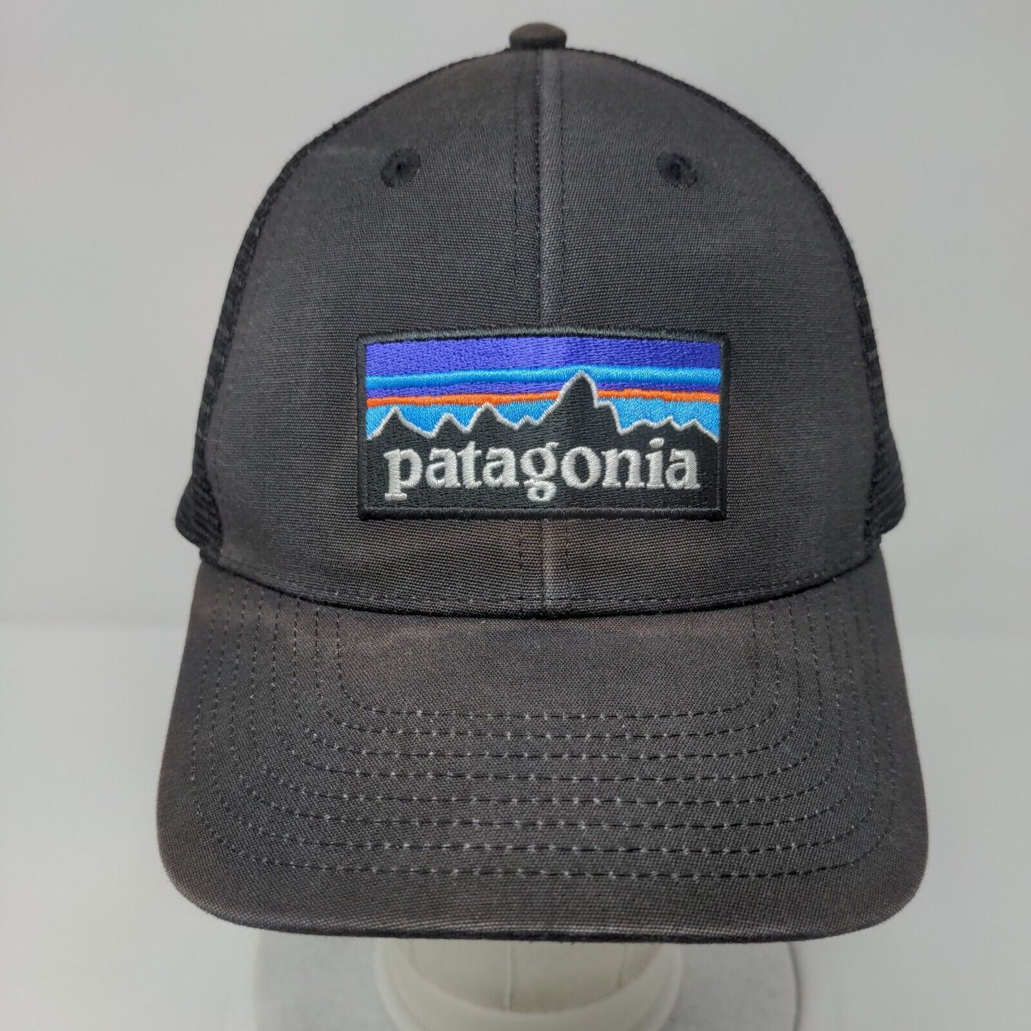Patagonia P-6 Snapback Trucker Hat Black OSFA Mesh Back Solid Netplus