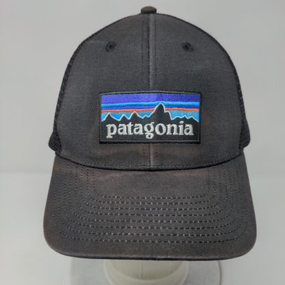 Patagonia P-6 Snapback Trucker Hat Black OSFA Mesh Back Solid Netplus